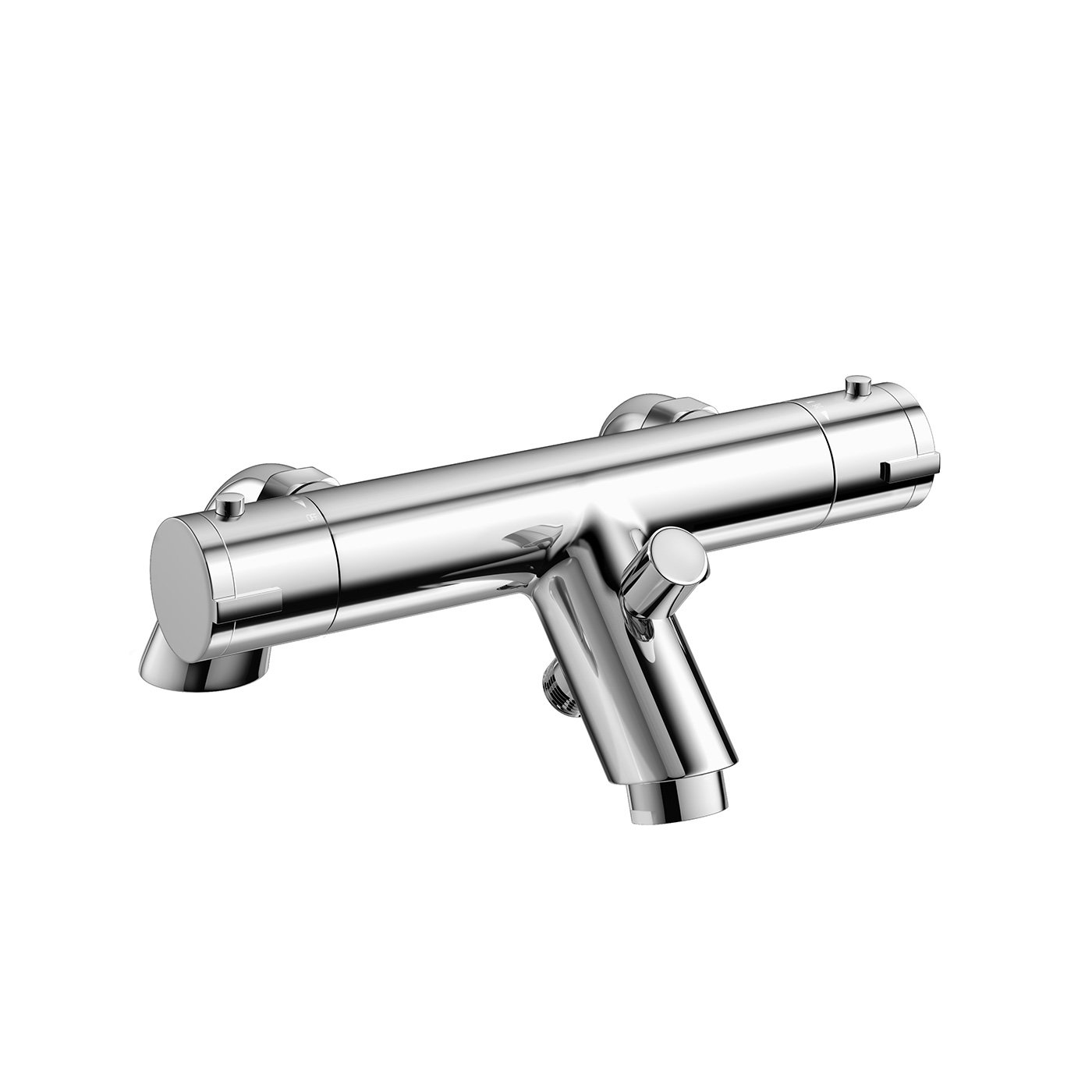 Ibathuk Chrome Slim Thermostatic Exposed Deck Mount Shower Bar Mixer Valve + Bath Tap