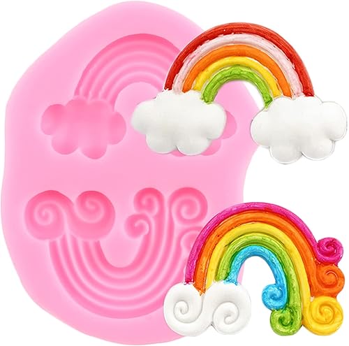 Miniatura 7 de ZiXiang Moldes de silicona arcoíris para decoración de pasteles de baby shower, decoración de cupcakes, caramelo de chocolate, polímero de arcilla y
