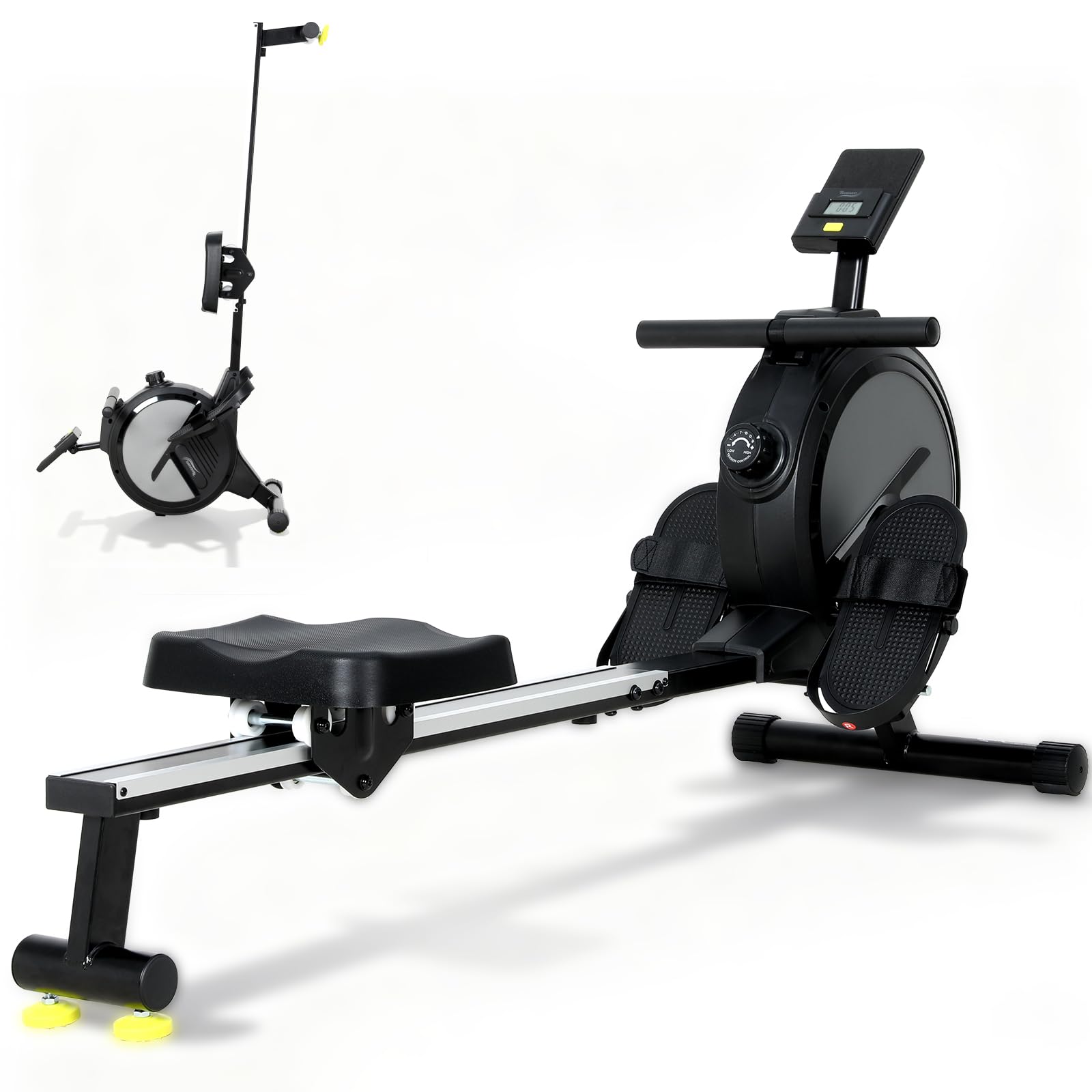 Rameur d'Appartement à 16 Niveaux de Résistance Magnétique, Rameurs Silencieux Glissière Lisse, Rameurs Appartement Magnétique Ecran LCD, Rameur Musculation Fitness, Rowing Machine Bureau