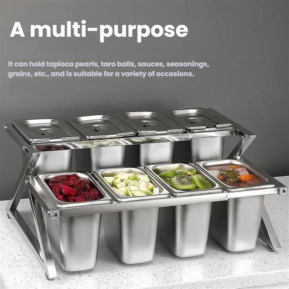 Juego de recipientes de acero inoxidable para pizza con tapas, dispensador de condimentos y organizador de especias para salsas, condimentos, mermeladas y frutas. Solución perfecta para cocina