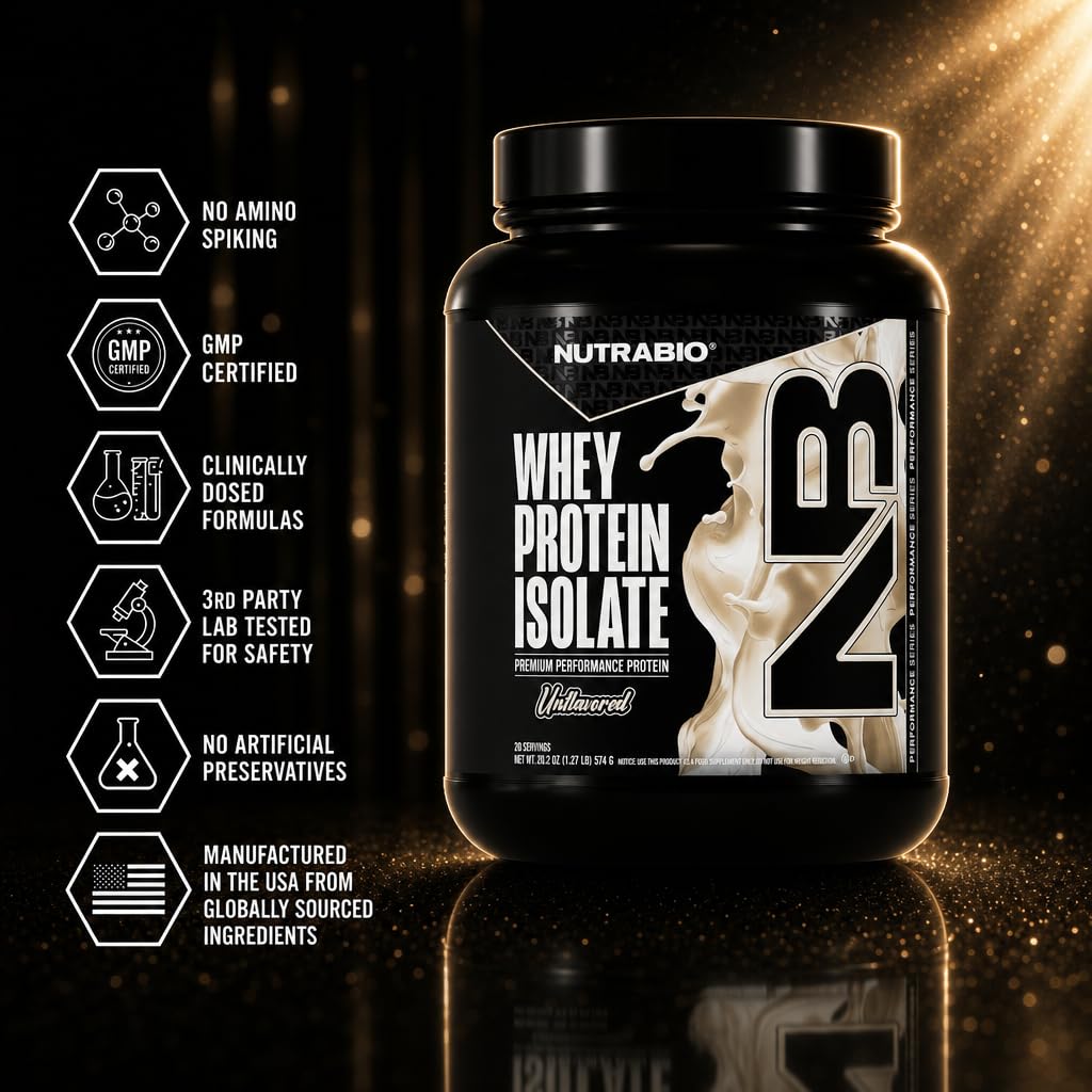 NutraBio 100% Whey Protein Isolate Protein Powder, 25g Protein with Complete Amino Acid Profile, Non-GMO, Soy & Gluten Free, Low Carb, Low Calorie Whey Protein Powder, Raw Unflavored, 20 Servings — Amazon image 7