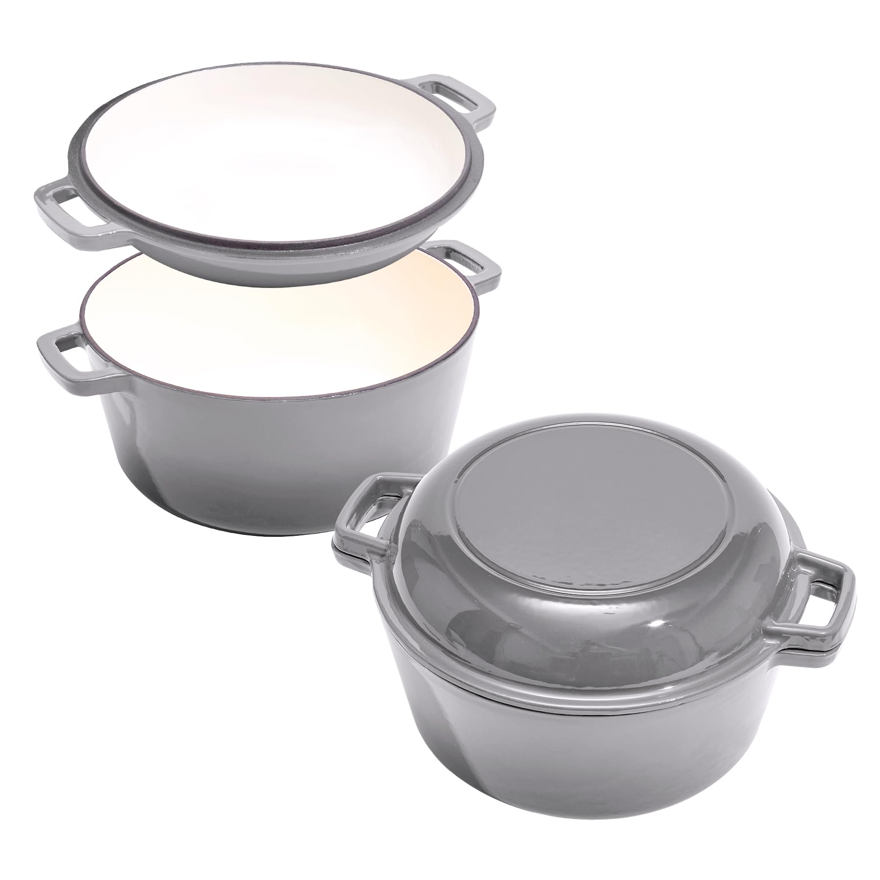 Amazon.co.jp: 2 in 1 エナメル鋳鉄ダッチオーブンポット 6クォート 2