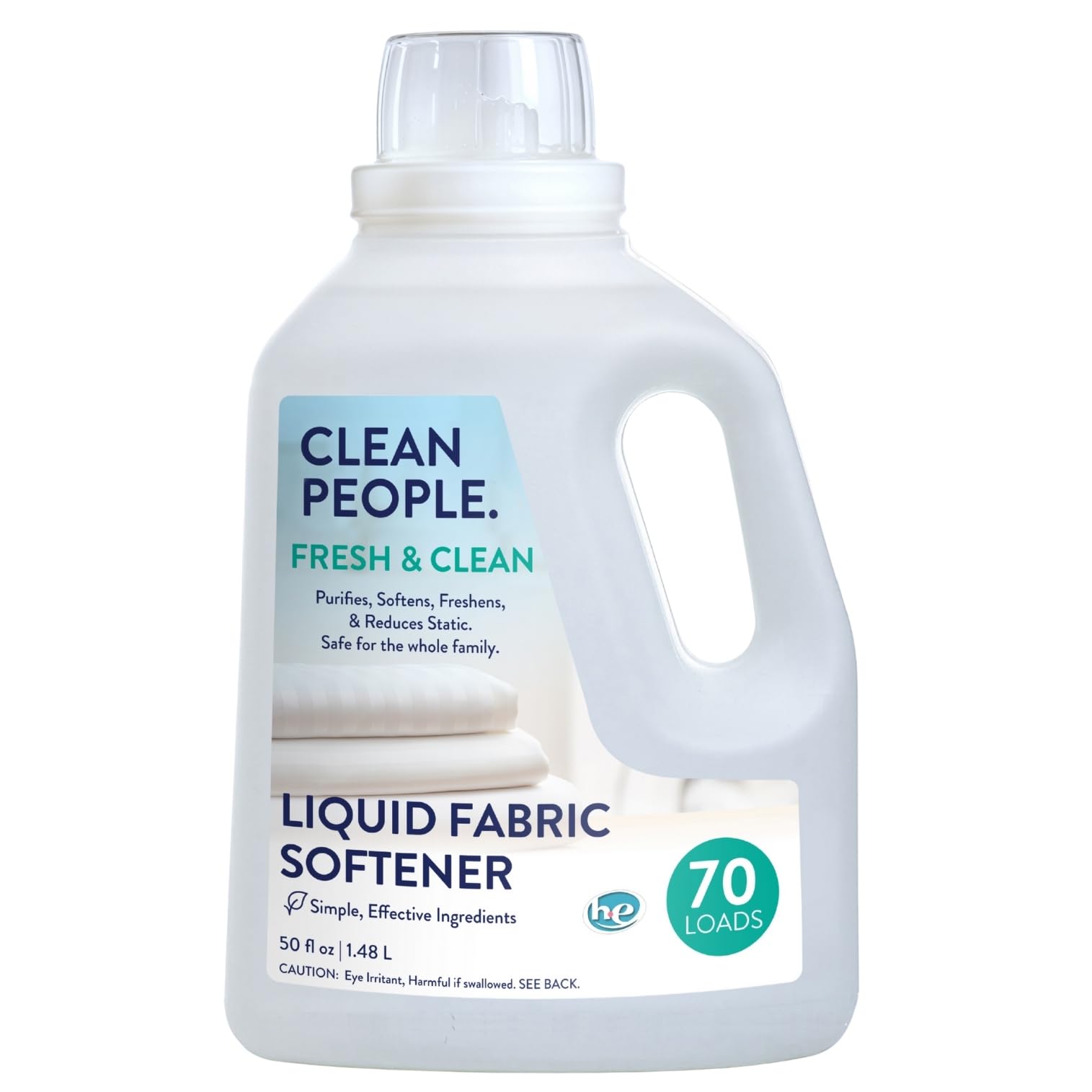 The Clean People Liquid Fabric Softener - Softens & Removes Static Cling - Vegan (50 Fl Oz, Fresh & Clean)
