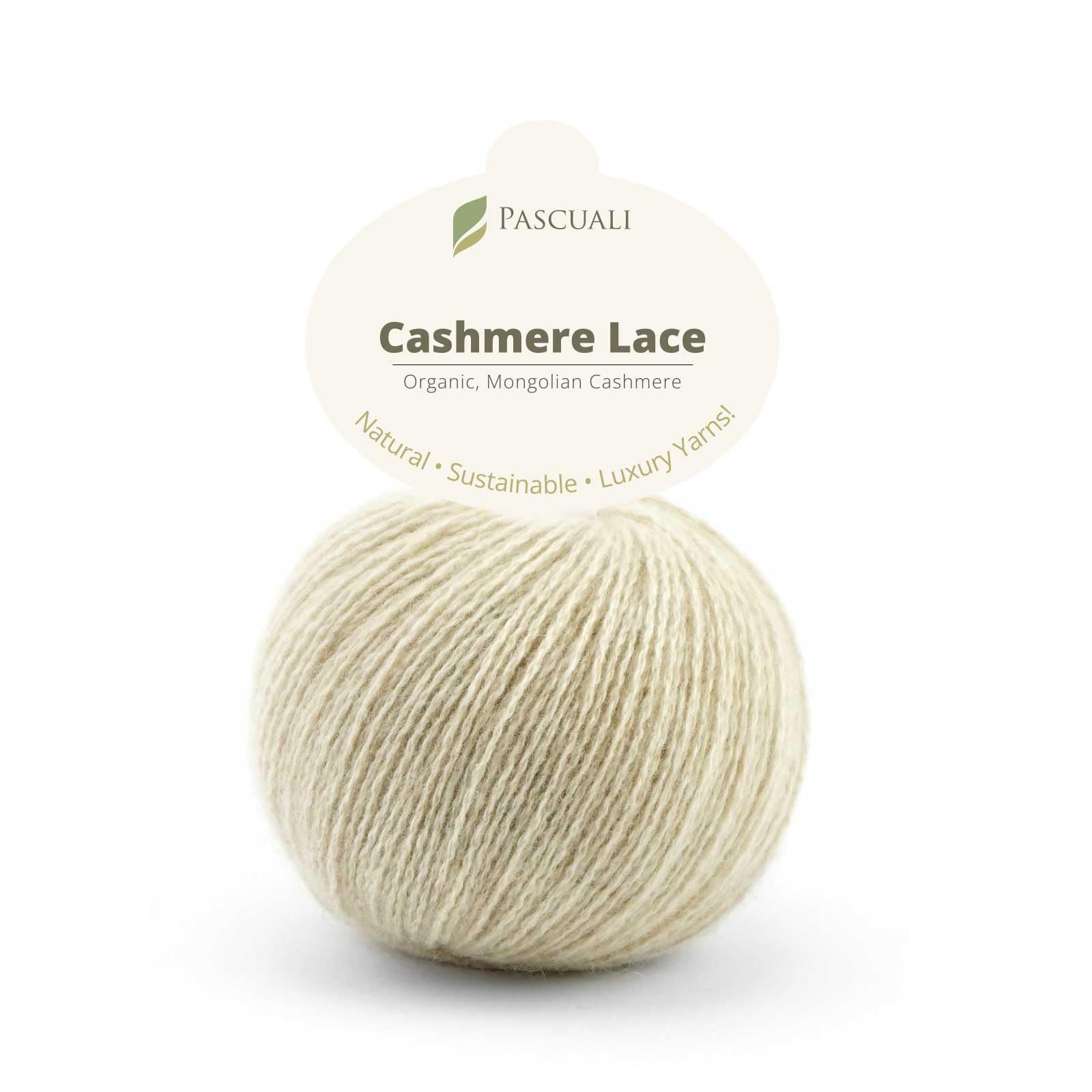 PASCUALI | Bio Cashmere Lace. Strickwolle aus 100% Kaschmirwolle Wolle zum Stricken und Häkeln, SET: 4 Knäuel - 100g - Farbe: Creme 20