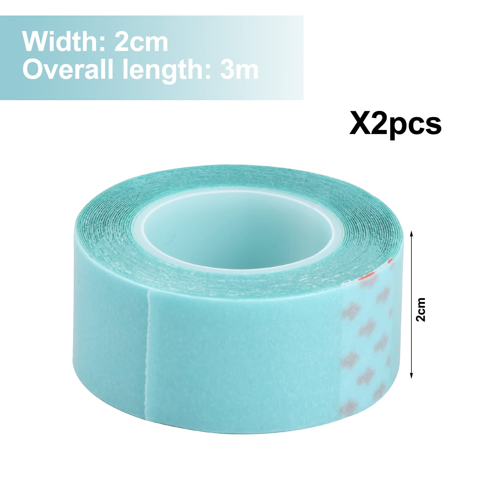 2 rollos de cinta adhesiva para extensiones de cabello, 3 m × 2 cm, fuerte fuerza adhesiva, resistente al agua, cinta adhesiva de repuesto para extensiones y pelucas