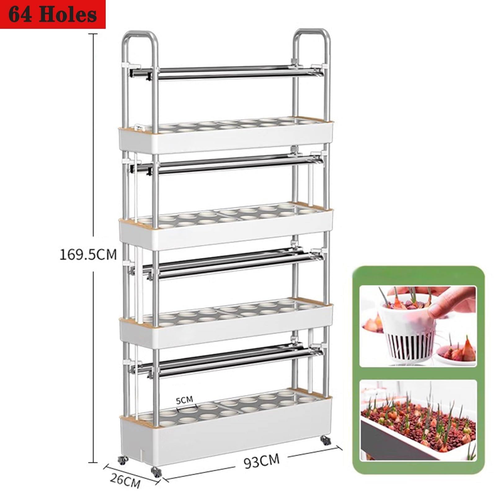 Sist-ema de cultivo hidropónico para jardín de 48/64 orificios, torre hidropónica con luz LED para cultivo, espacios para plantar, kit de cultivo aeropónico de vegetales de PVC,64holes