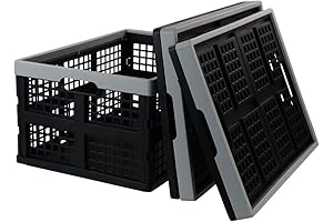 34-Liter Foldable Crates Storage, Collapsible Container Plastic, Set of 3