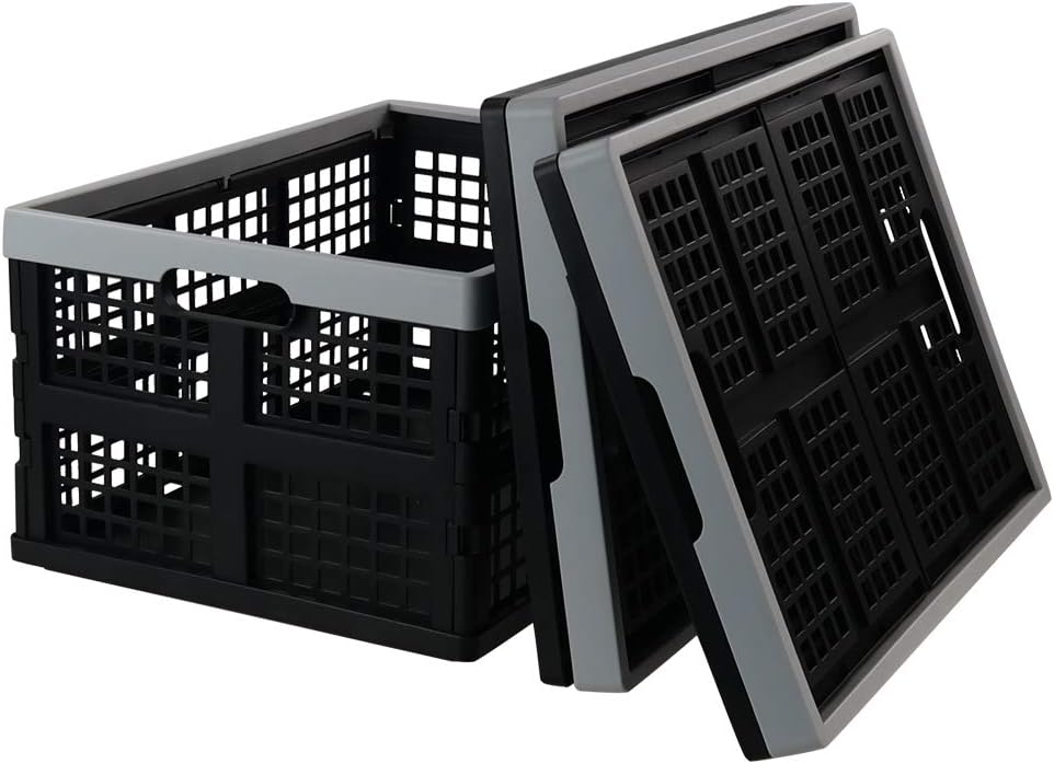 Jekiyo 34-Liter Folding Crates Storage, Collapsible Container Plastic, Set of 3 : Office Products