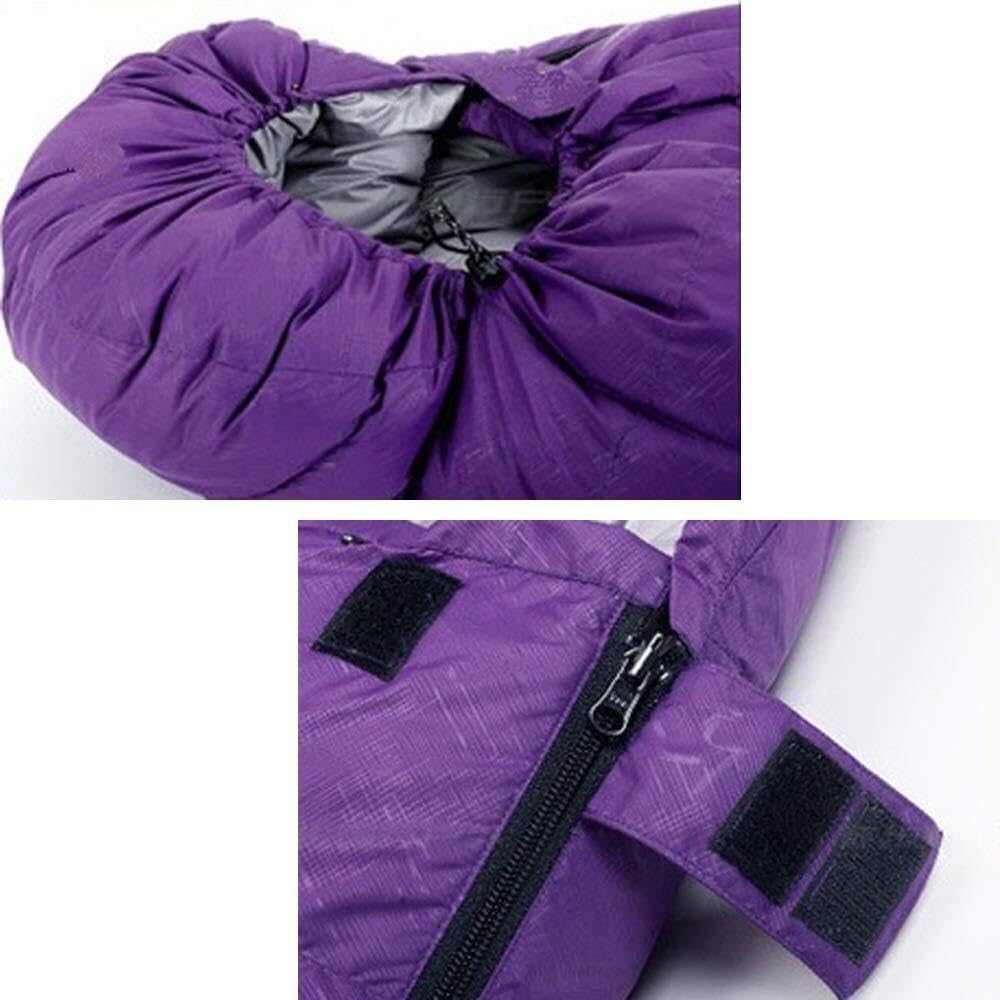 Sacco a pelo in piuma d'oca viola ultraleggero alpinismo all'aperto cuciture da campeggio Sacco a pelo for adulti Piuma d'oca bianca Sacco a pelo universale for esterni quattro stagioni Sacco