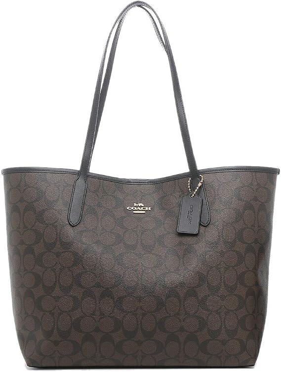 Coach Women's Outlet Tote Bag f5696 City Tote Signature 1 IMAA8 Brown Black