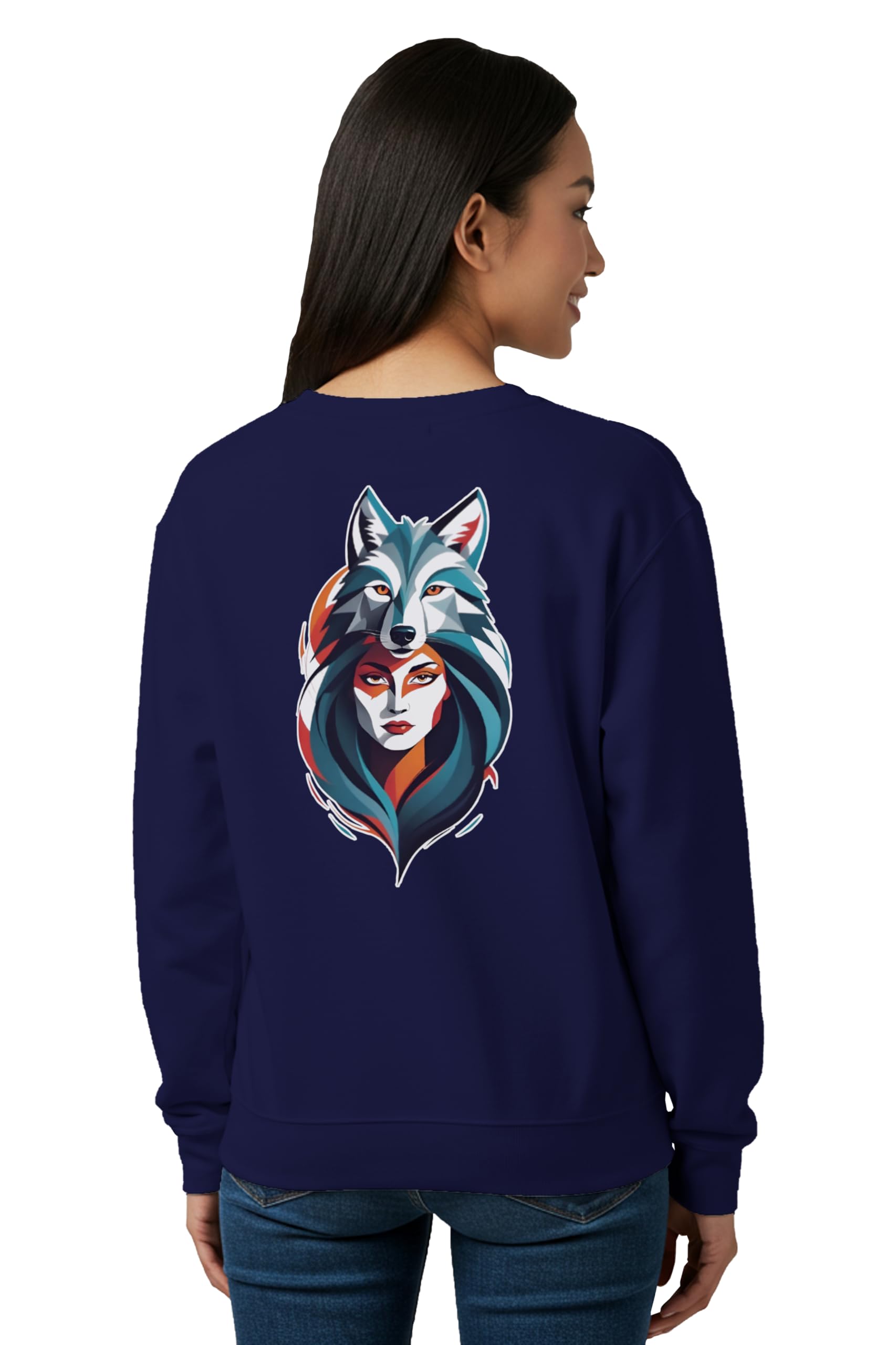 Womens Sweatshirt Fox and Girl Graphic Printed Full Sleeve Stylish Round Neck Pullover Cotton Blend Winter Gen Z Sweatshirt-image-43