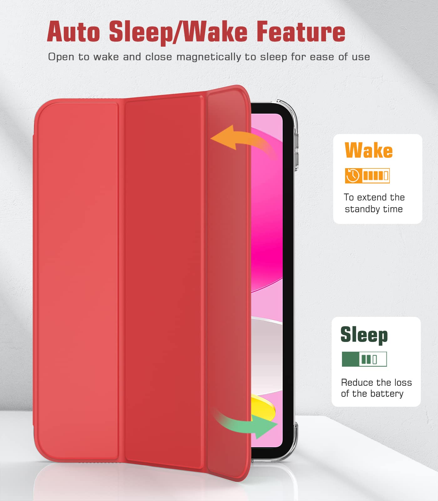 TiMOVO Cover Custodia Compatibile con iPad (A16) 11 Generazione 11 Pollici 2025/iPad 10 Generazione 10,9" 2022, Retro in PC Rigido Semi-Trasparente, Auto Sveglia/Sonno, Rosso