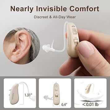 Ceretone OTC Behind-the-Ear Rechargeable Hearing Aids for Seniors, Discreet | INTRICON Chip & KNOWLES Speaker, Superior Sound Quality, Lightweight & Comfortable Hearing Aids, Great Gift