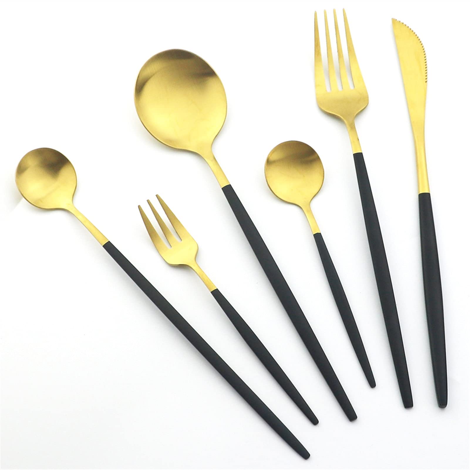 Black Gold Geschirr Besteck Set Messer Kuchengabel Kaffee Löffel Geschirr Edelstahl Besteck Eis Scoop Set essgeschirr (Color : Champagne)
