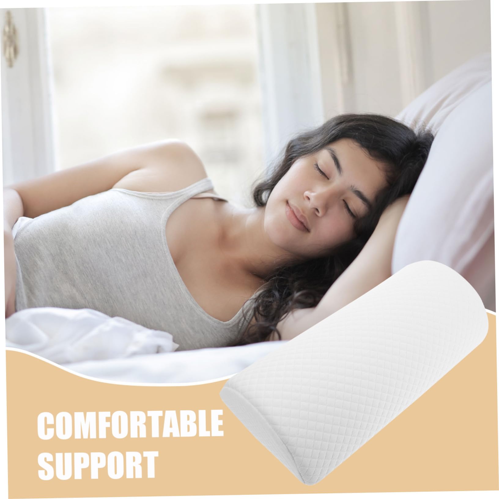 Toyvian Almohada Ergonómica Media Luna para Elevar Piernas y Lumbar Cojín De Apoyo para Dormir De Lado Cojín para Rodillas y Respaldo para Casa Oficina y Coche Viscoelástica Blanca