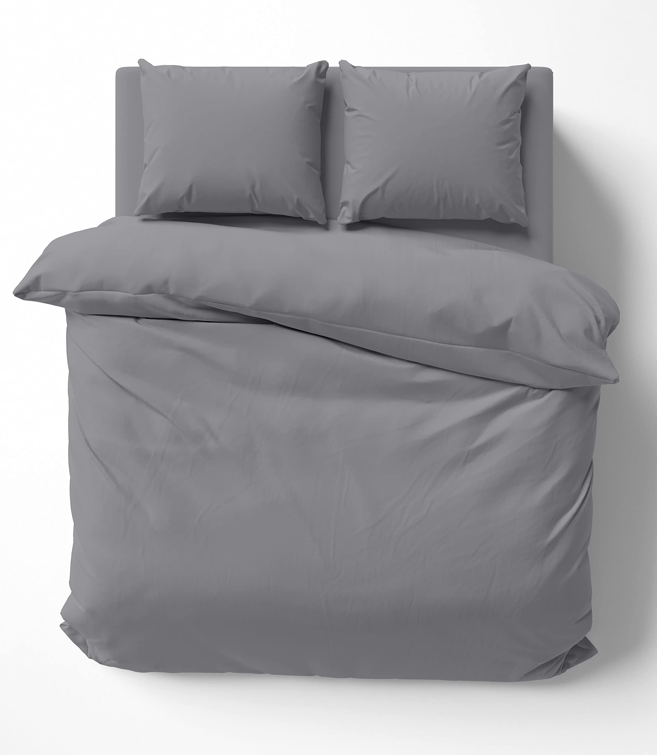 one-home Uni Bettwäsche 240x220 cm anthrazit Doppelbett Einfarbig Renforce Baumwolle