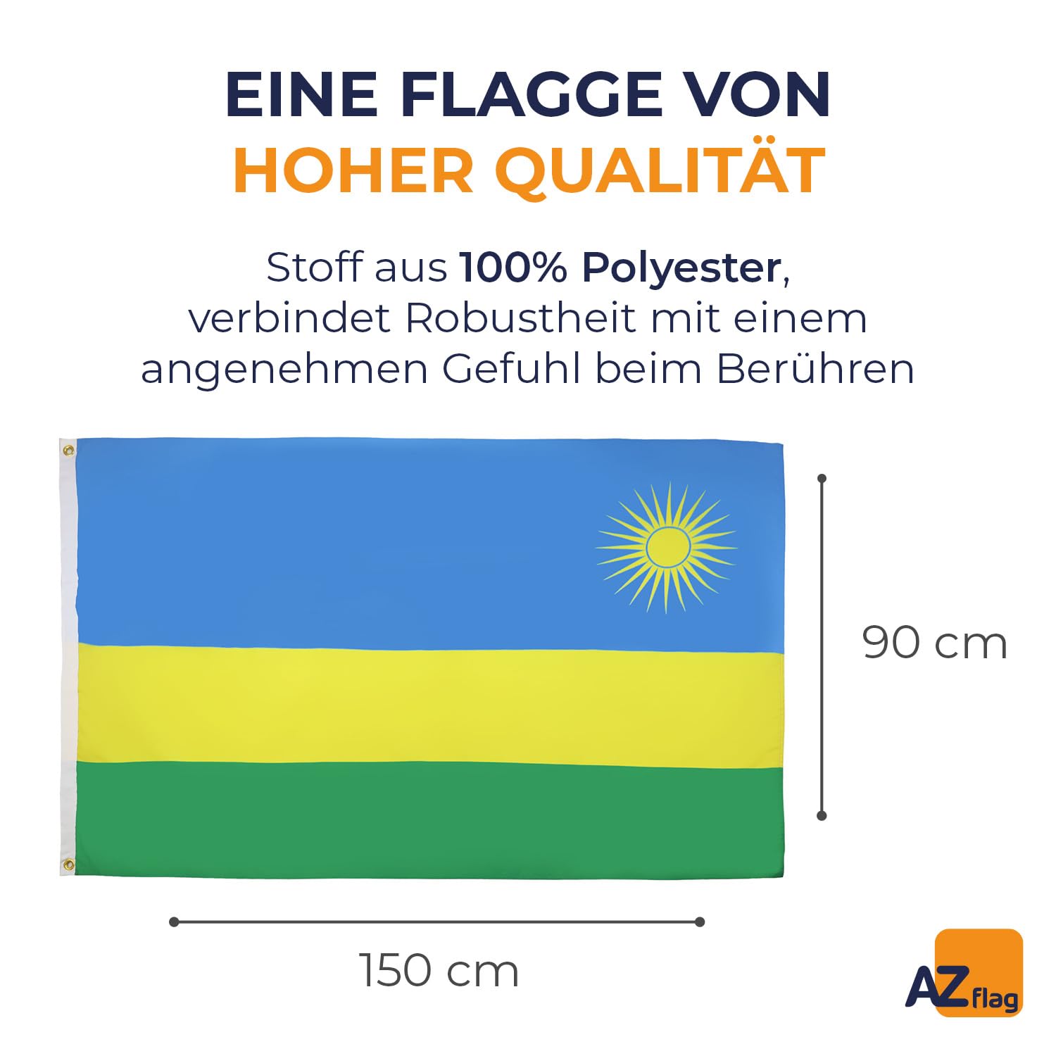 FlagSuperstore Ruanda Flagge – 1,5 X 0,9 M, Mit Ösen
