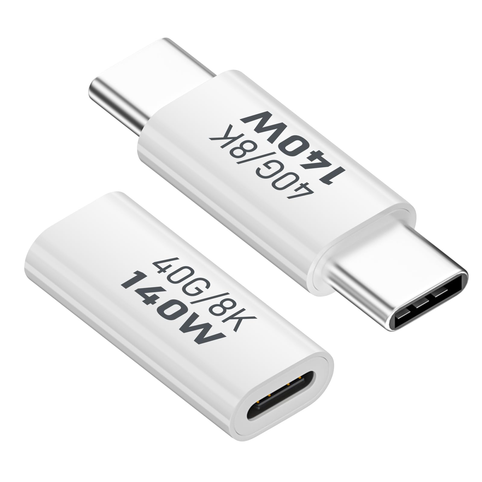 BORLTER CLAMP USB to USB Adapter, USB-C Male to Male Adapters with 40Gbps Transfer Speed (140W CC Bend) Compatible with MacBook, iPad, Samsung, iPhone 15 and More Type C Devices - Set of 2