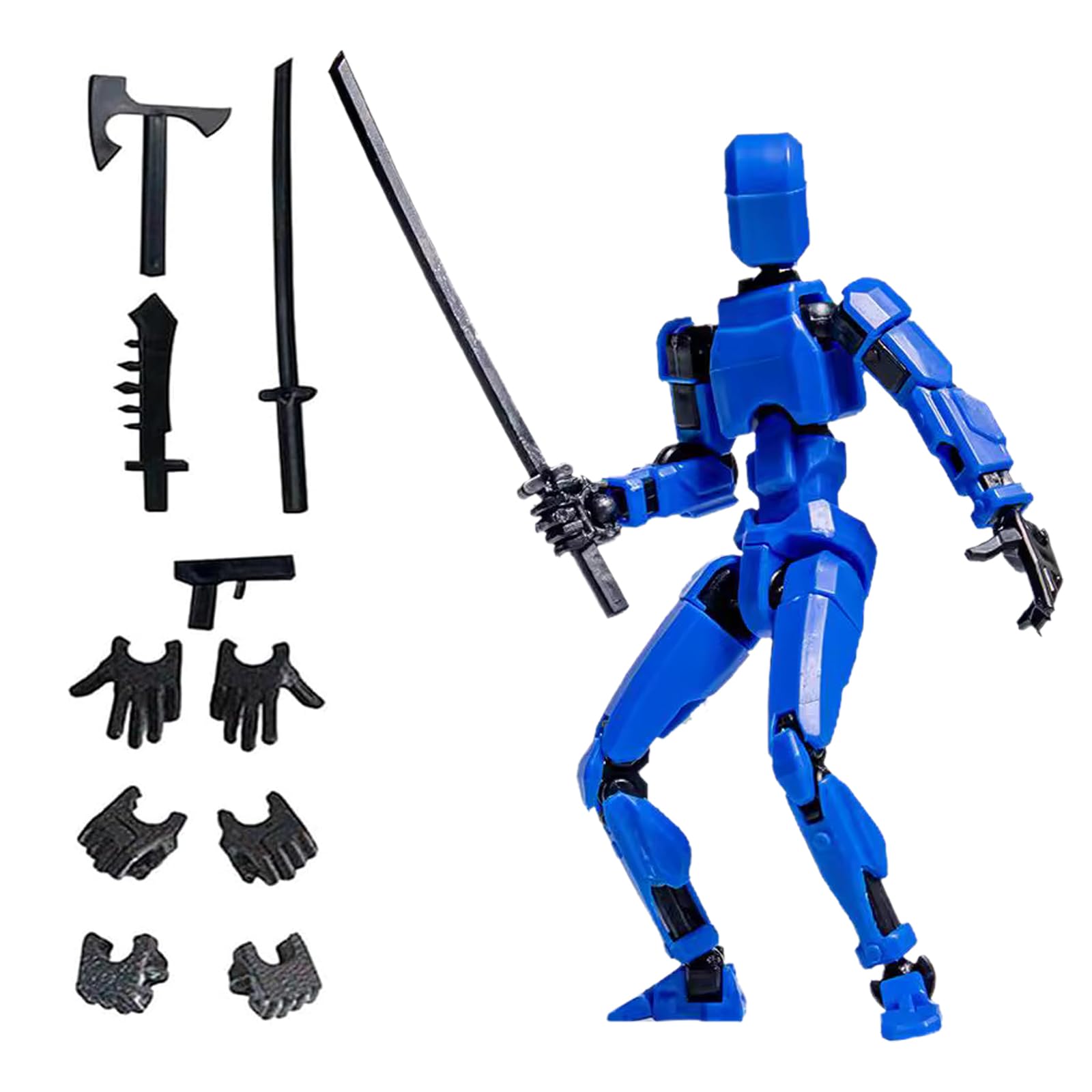 Azxndy 3D Printed Moveable Joints RobotFinger Exercising Toys Assembly SetMulti Joint Movable ModelFull Body Mechanical Movable Toy,Movie Character Desktop Decoration for Game Lovers (blue)