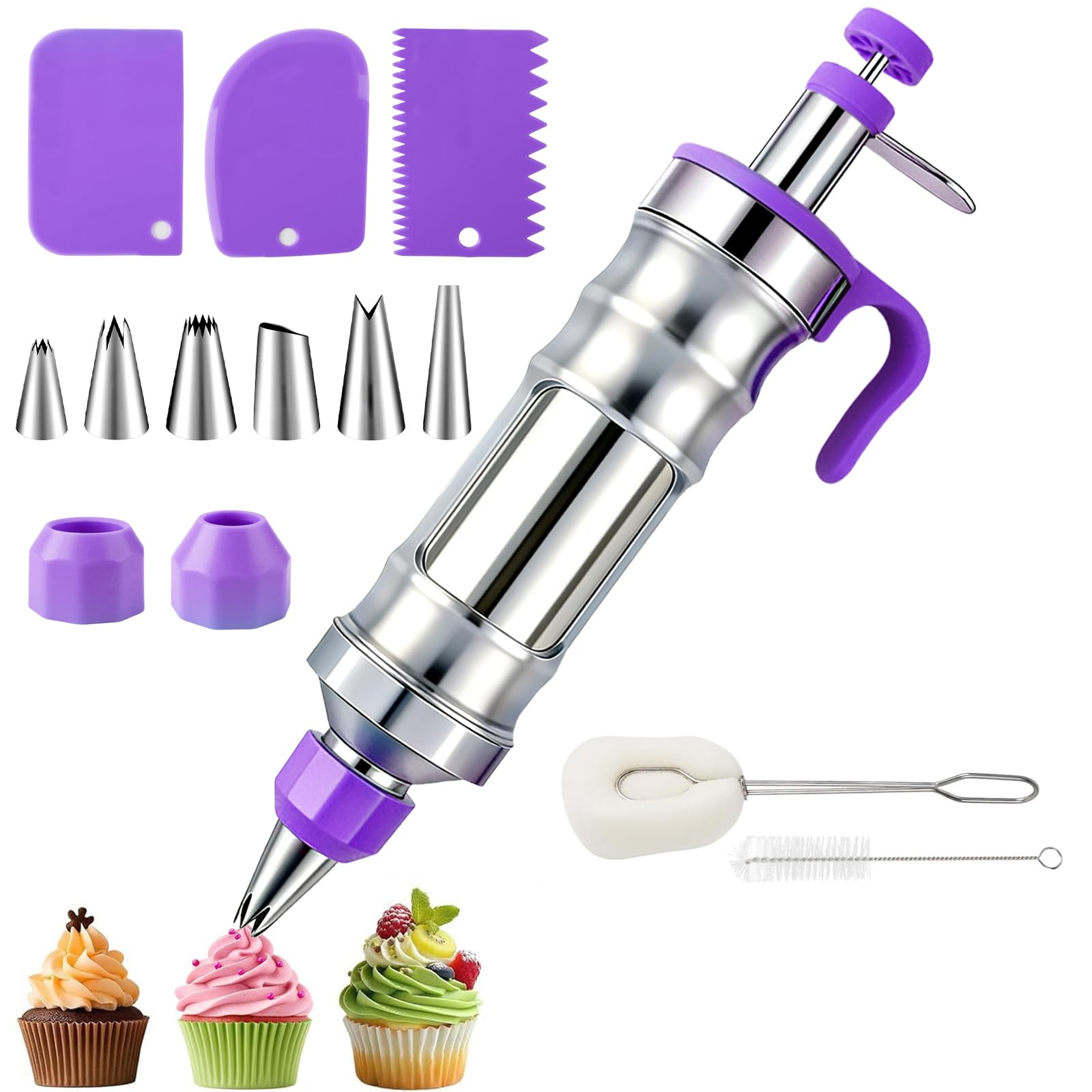 Icing Piping Kits,Stainless Steel Icing Syringe Cake Decorating Kit