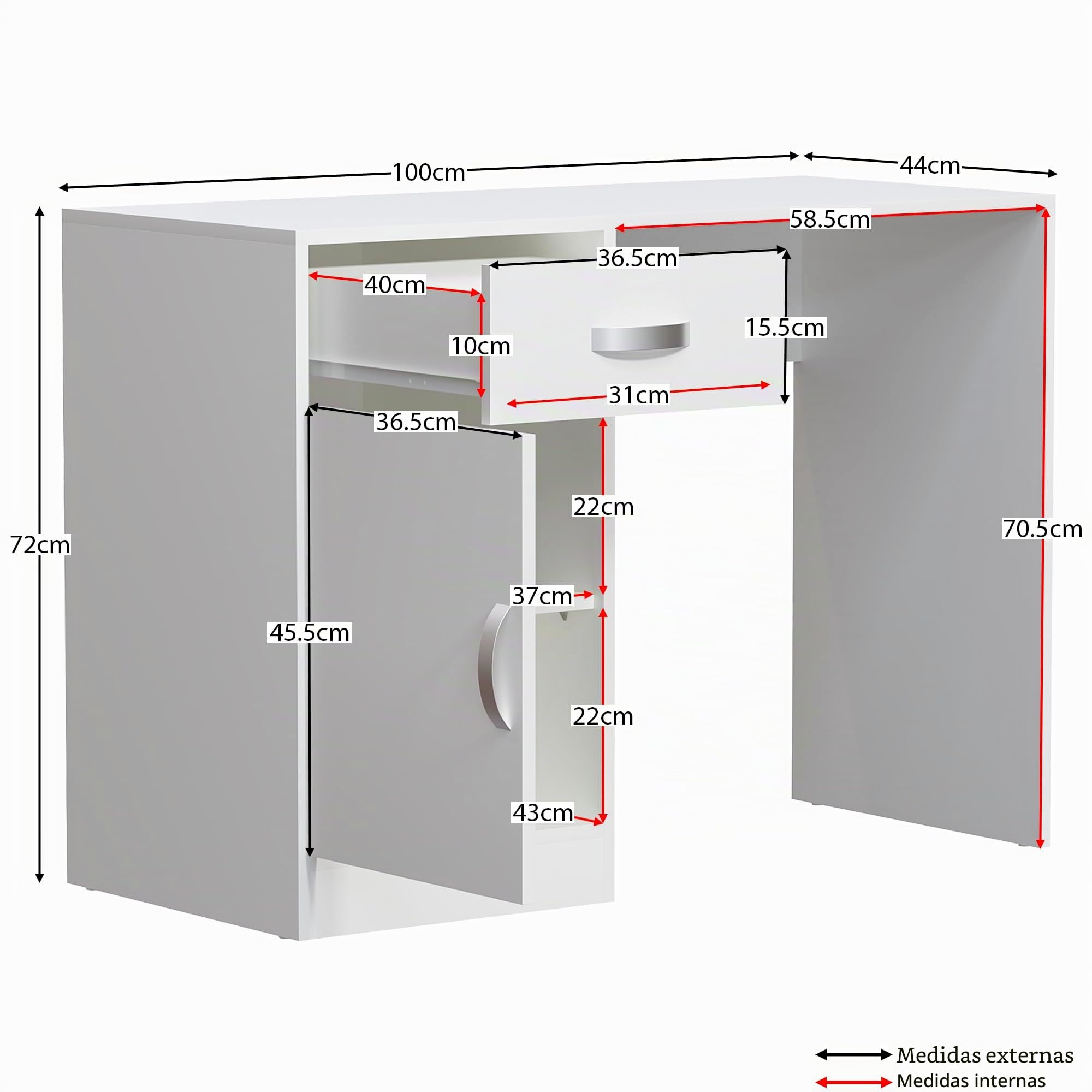 Vida Designs Hudson - Escritorio para computadora con cajón y Puerta, Mesa para PC o Laptop, Estudio de Juegos, estación de Trabajo de Almacenamiento, Muebles de Armario, Color Blanco