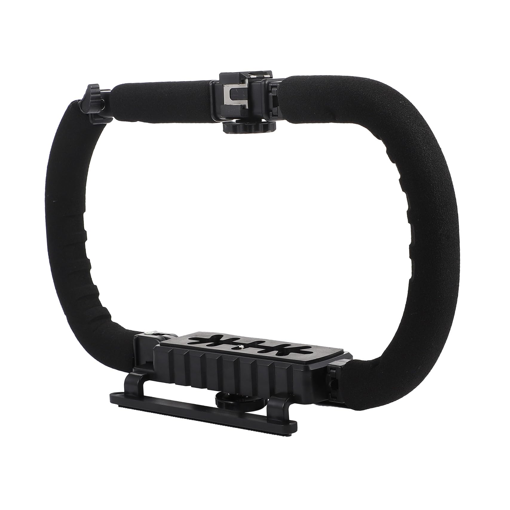 Stabilizzatore Camera Portatile Pieghevole Nero Attacco | Supporto per Smartphone e Reflex, Foro 1/4 Pollice, 3 Hot Shoe per Accessori