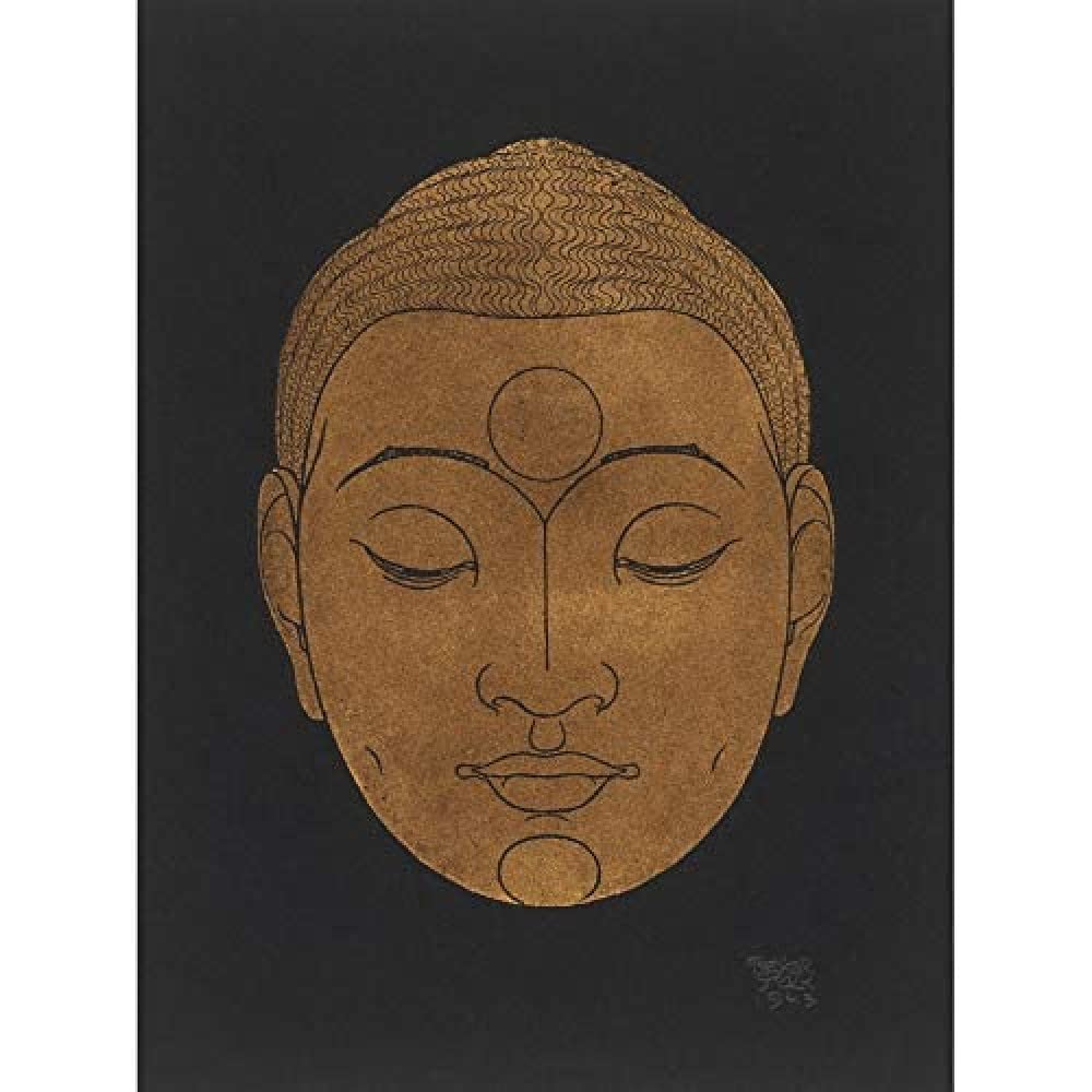 Artery8 Reijer Stolk Head Of Buddha Buddhism Drawing Art Print Canvas Premium Wall Decor Poster Mural