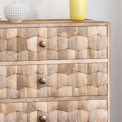 Great Deal Furniture Poppy Mid-Century Modern Mango Wood 3 Drawer Chest, Natural #TOP7