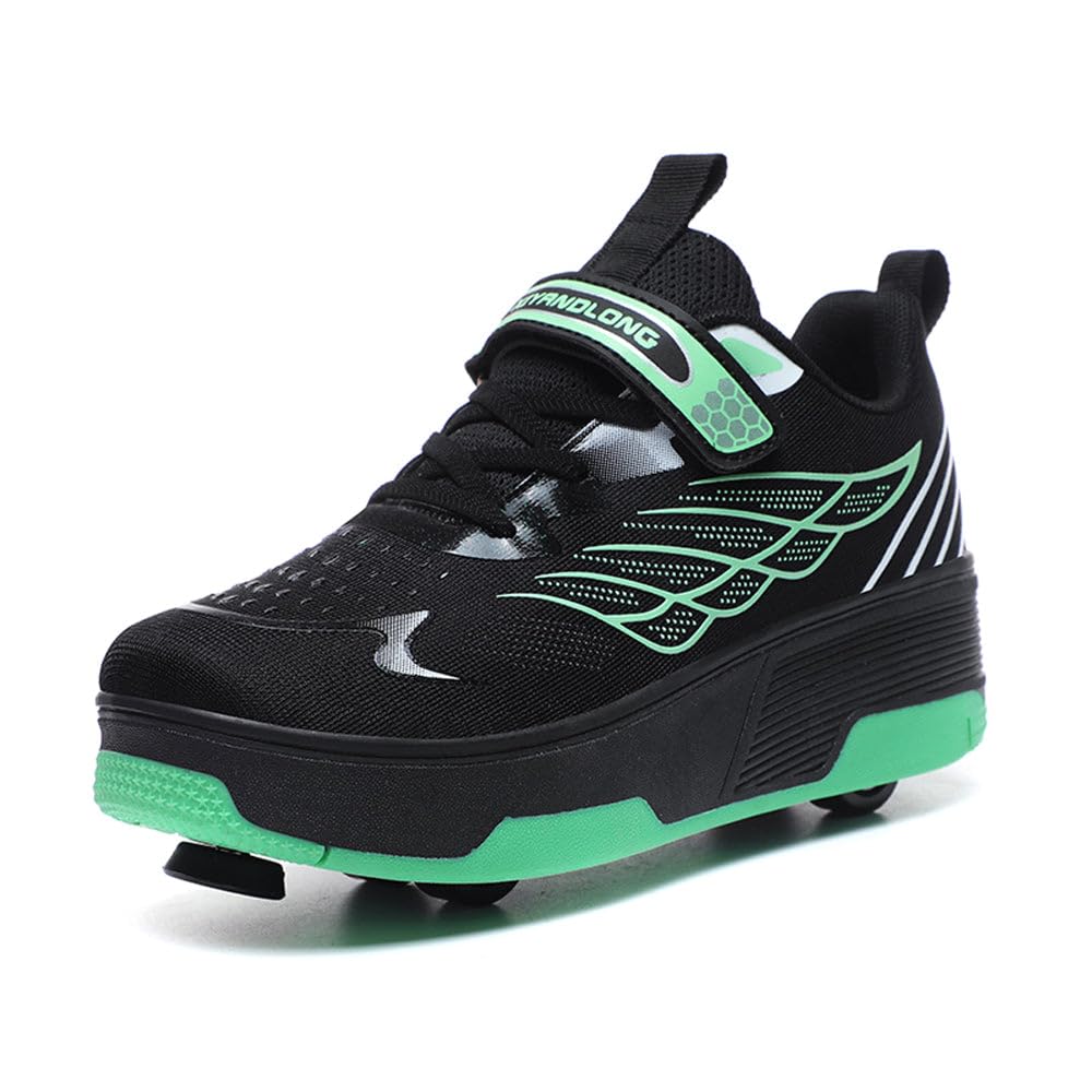 HUSKSWARE Zapatos Deportivos Patines de 4 Ruedas con Freno de pie, Negro Rosa, 29-40 EU