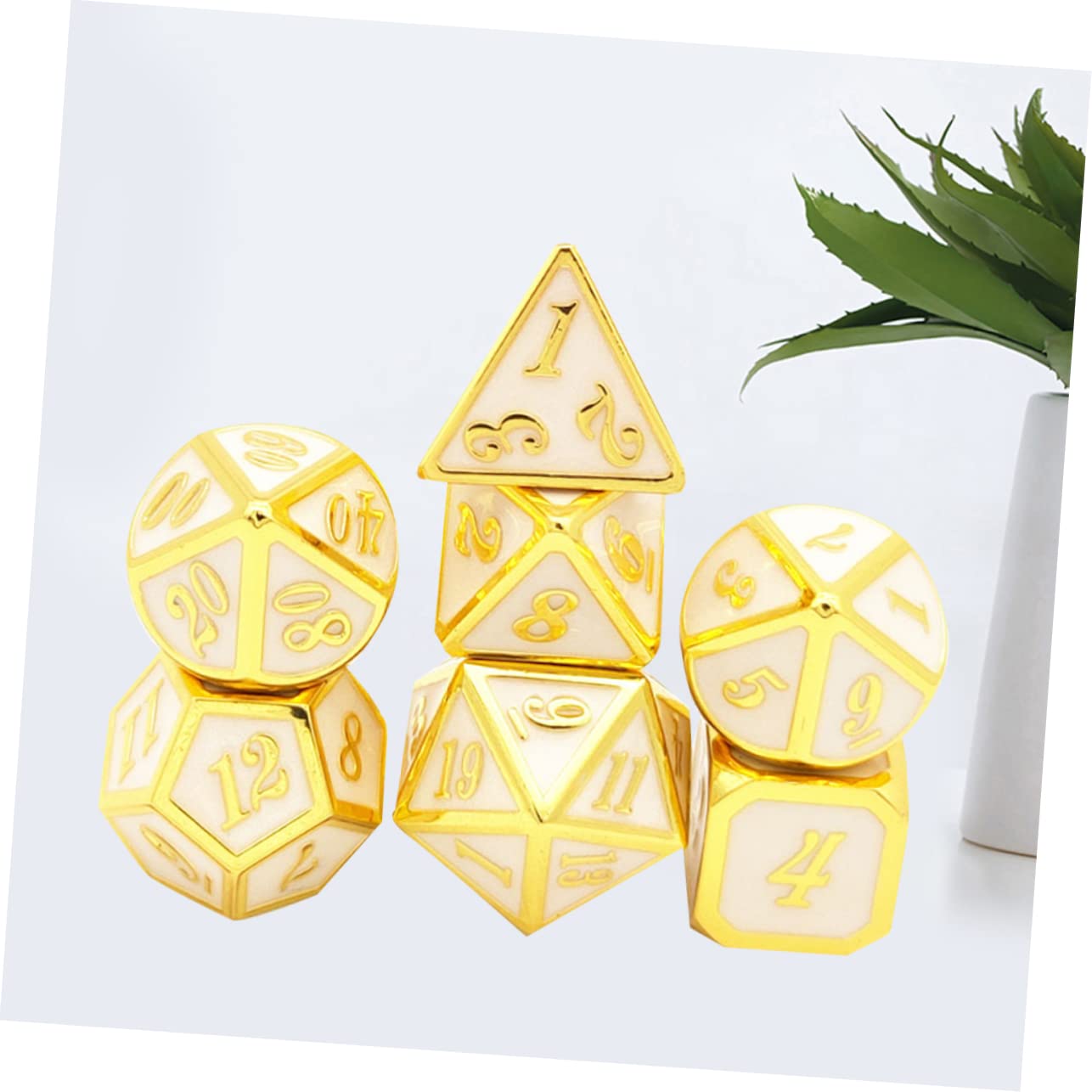 Abaodam Set de Dés Polyédriques Chiffres Clairs Lot de 7 en Alliage de Zinc pour Jeux de Société et Soirées