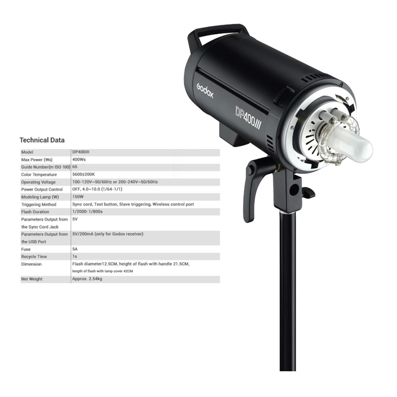 Amazon | GODOX DP400IIIスタジオフラッシュ、110V 400Ws GN65 5600K 