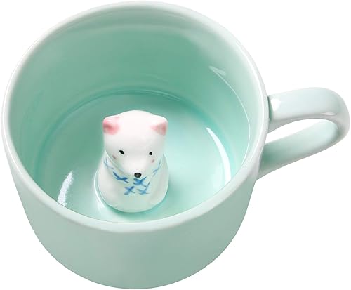 Taza de café sorpresa 3D con diseño de animal en el interior de 8 onzas con oso polar, bonita taza de cerámica hecha a mano de dibujos animados,