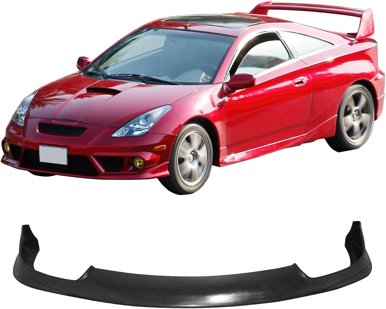Front Bumper Lip Compatible with 2000-2002 Toyota CELICA, JDM Style PU Black Front Lip Spoiler Splitter by IKON MOTORSPORTS, 2001