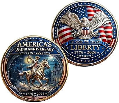 1776-2026 Anniversary Challenge Coins, 4th of July Commemorative Coin, American Eagle Patriotic Design, America Merchandise Collectible 250 Anniversary Coin,1.57inch