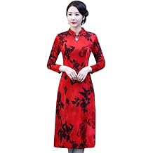 Women's Long Sleeve Cheongsam - Women Cheongsams Dress Autumn Spring Long Sleeve Chinese Style Traditional Oriental