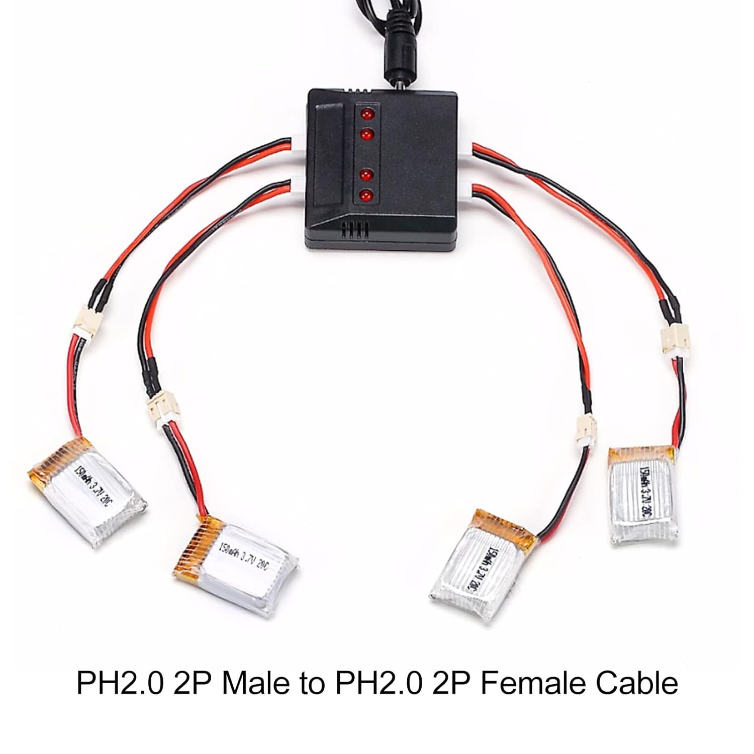 Lipo Balance Connector, 3.6inch Balance Leads Extension Cable, Soft Battery Balancing Wire Lipo, PH2.0 2P Male to Female Cable Replacement for Axial SCX24 1/24 RC Crawler