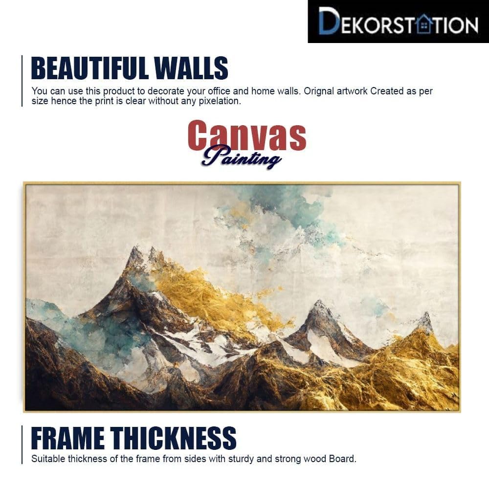 DEKORSTATION The Golden Mountain Beautiful Printed wall Decor Floating Frame Canvas Wall Painting for Home and Office Decor (24 Inch L x 12 Inch H) 2