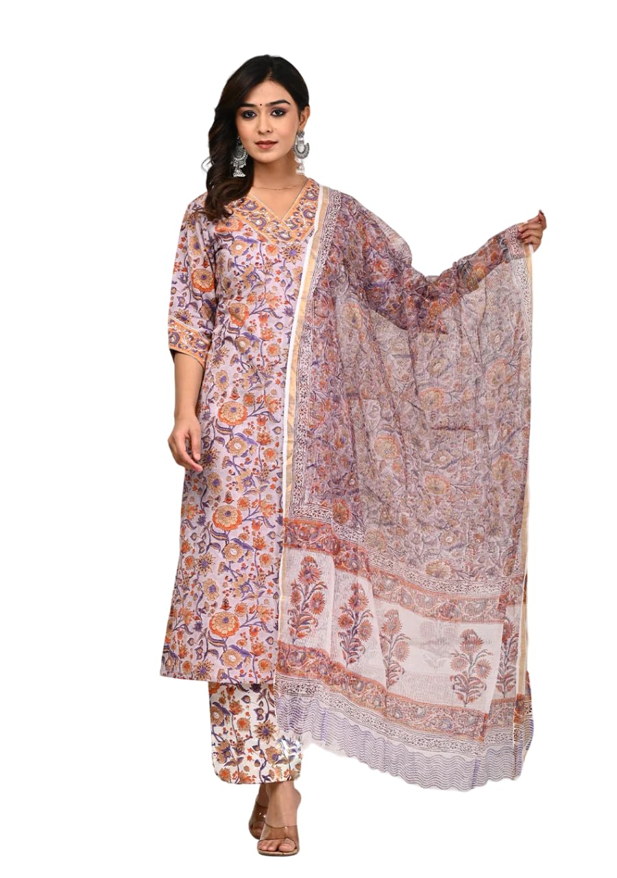 Fabnex Cotton Blend Regular Women Kurta Set (K-62-Lightpink-M_Light Pink