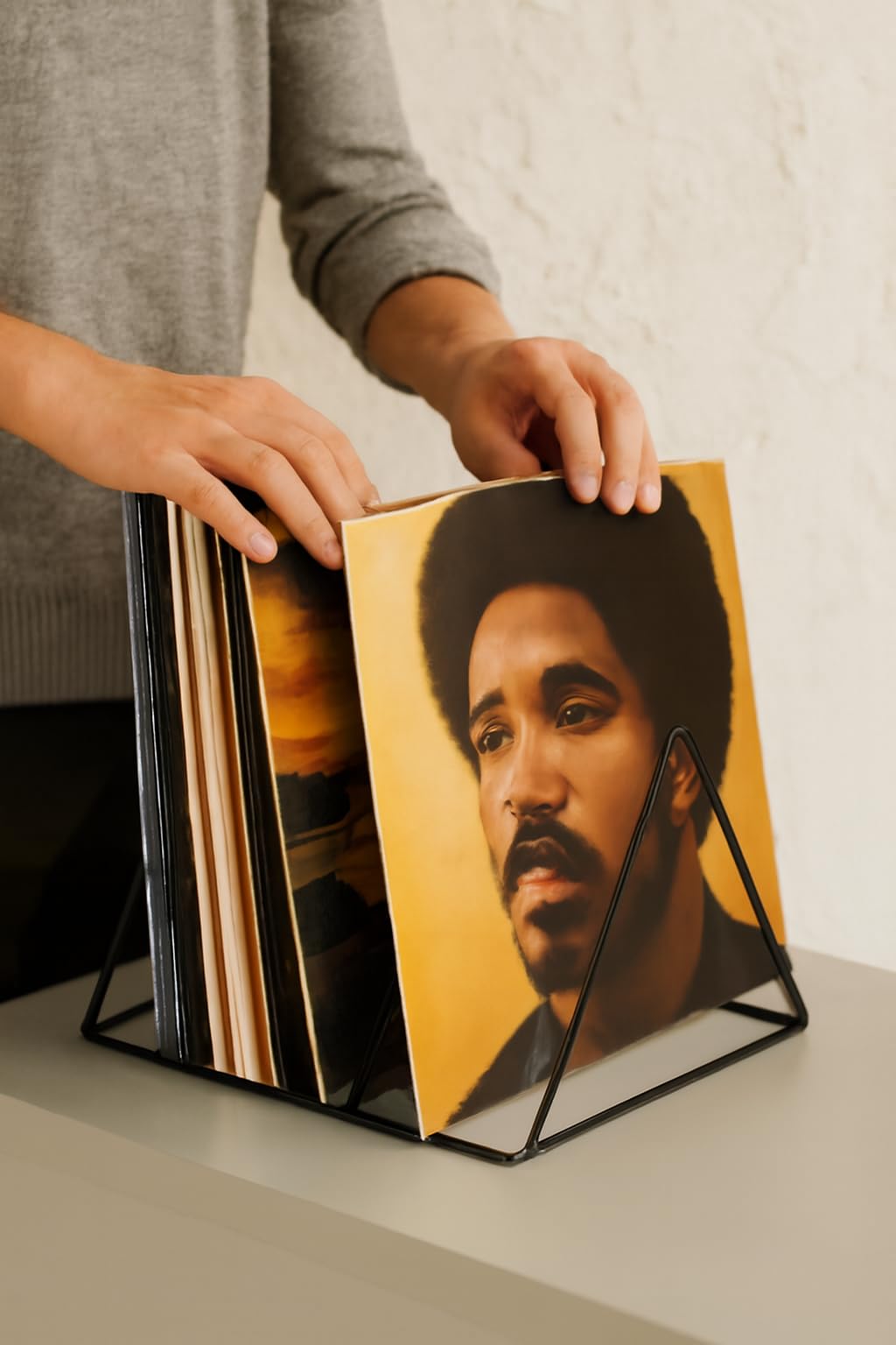 estanterias metalicas para Discos de Vinilo - Mueble Tocadiscos Moderno | Expositor con Capacidad para 75 LPs - No Requiere Montaje | Tocadiscos Vinilo
