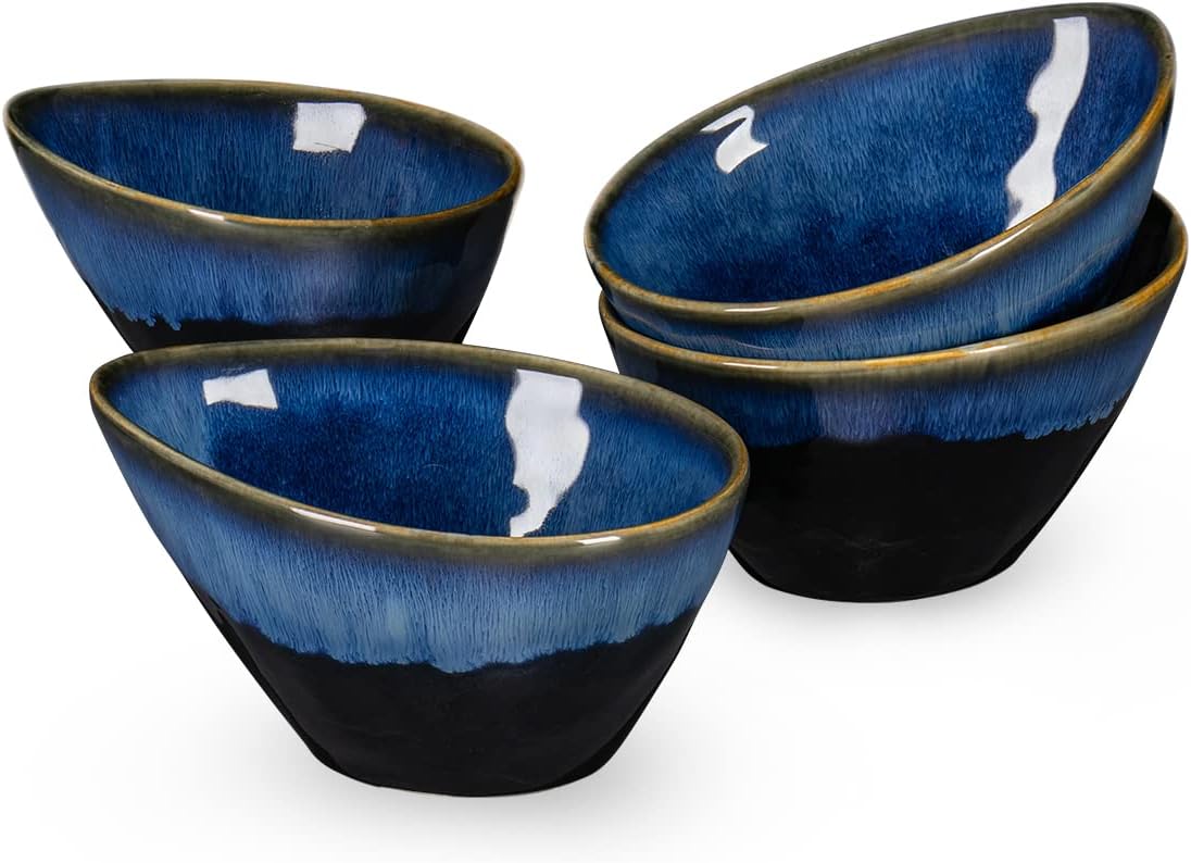 UNICASA Stoneware Pasta Bowls, Set of 4 Bowls, Dessert Bowl, Snack Bowl