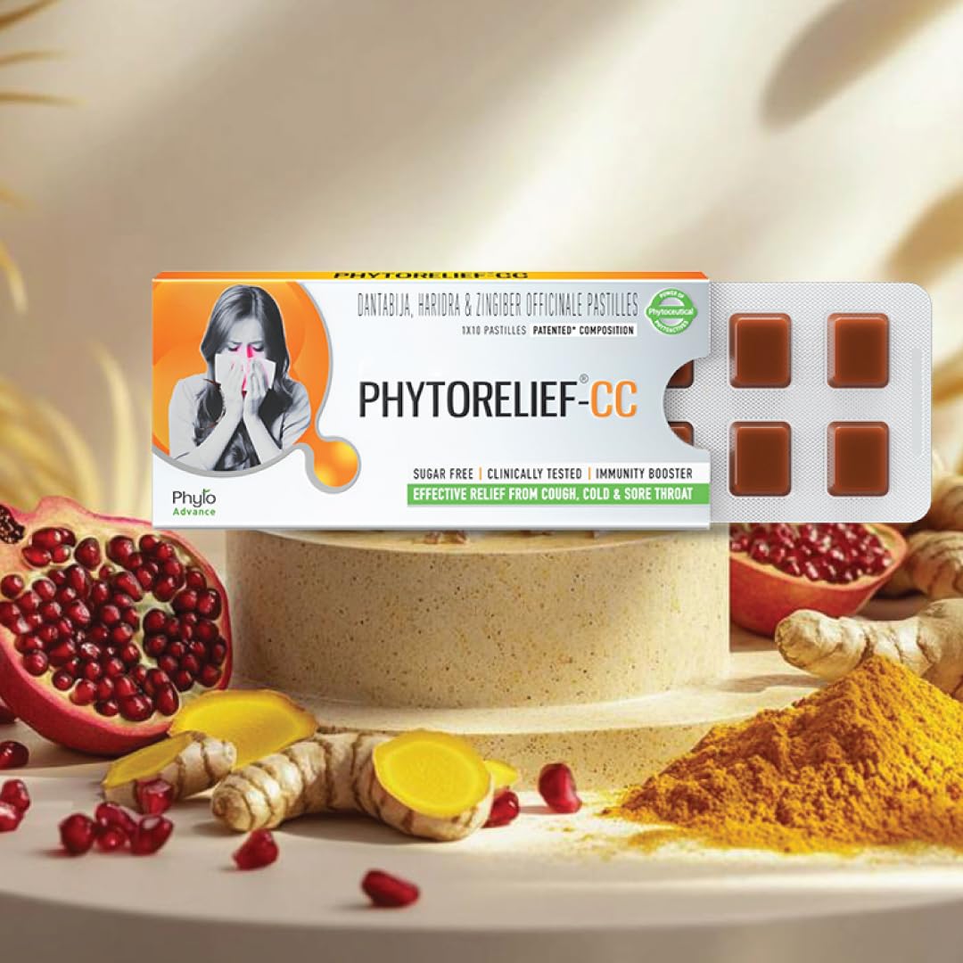 PhytoRelief-CC Phytorelief Cc -5X Natural Support|Quick Relief From Sore & Scratchy Throat|Seasonal Cold & Cough|Clinically Tested & Patented| Sugar-Free Capsule-Pack Of 1(10 Pastilles),90 grams-image-23