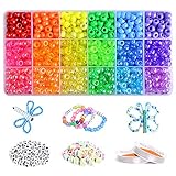 VICOVI 2250+pcs Pony Beads Kit in 18 Colors, Rainbow Color Beads for Kids DIY Craft Gift, Bracelet,...