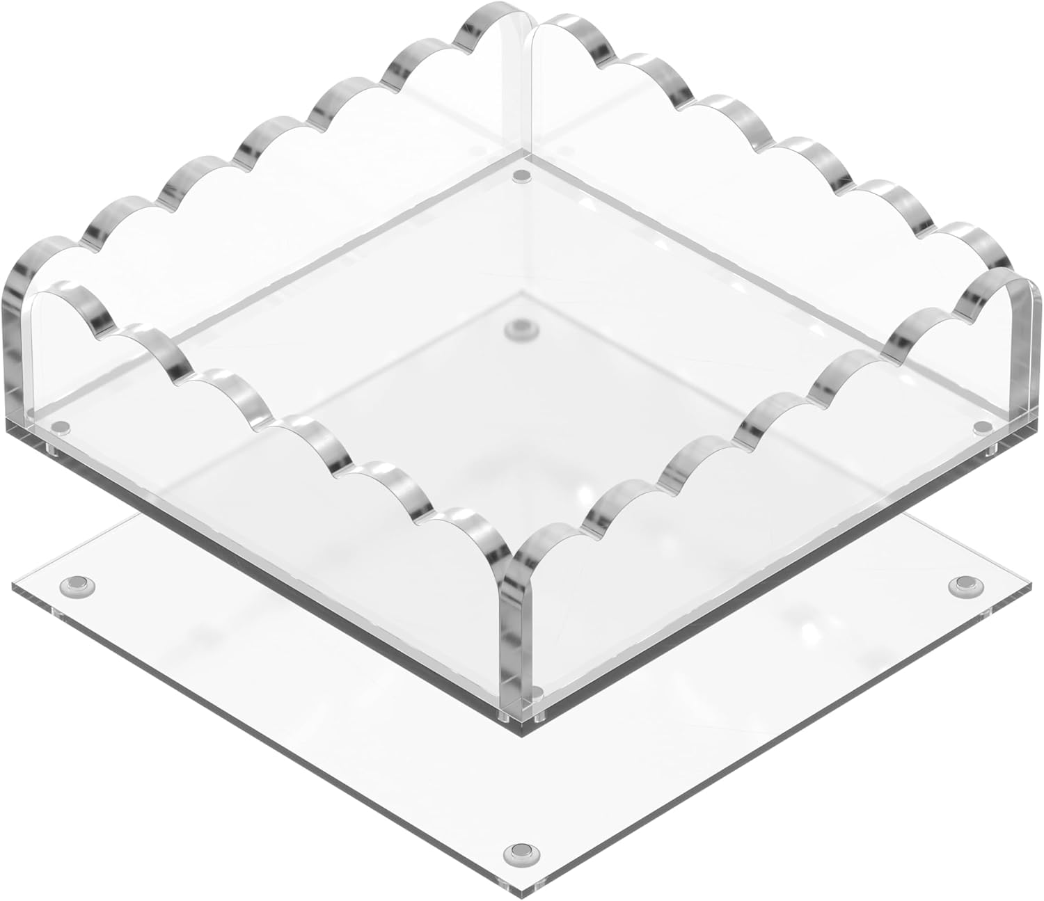 Photo 1 of ?*??? Scalloped Acrylic Tray Magnetic Bottom,Scallop Acrylic Tray with Handles,Bottom Replaceable Photos,Art Paper,Messages,Square,Decor for Bedroom,Vanity,Office