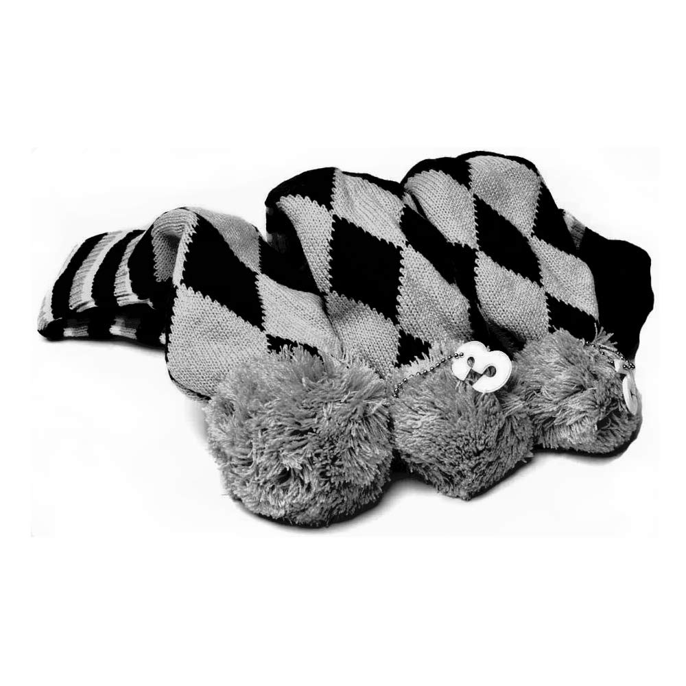 GOOACTION3PCS Knitted Golf Head Covers 1-3-5 for Driver and Fairway Woods with Long Neck Sock Vintage Argyle Black and Dark Gray Pom Pom Golf Club Head Covers Set