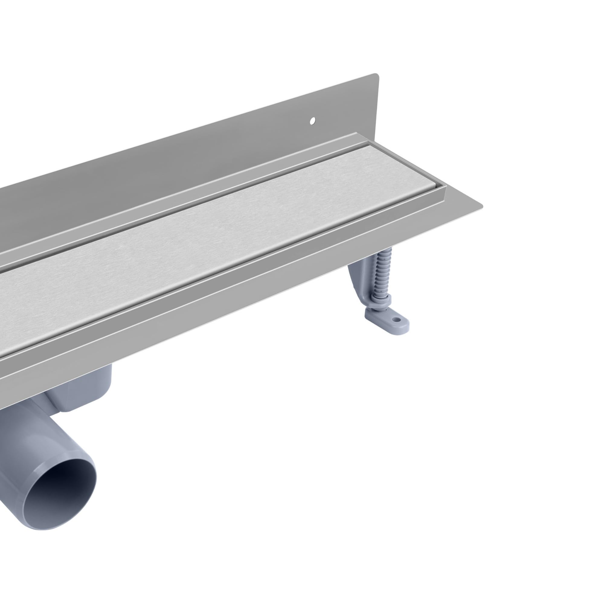Wand-Duschrinne 120 cm, Duo-Rost – befliesbar oder mit Edelstahlabdeckung, Edelstahl AISI 304, Siphon Ø50, Haarsieb