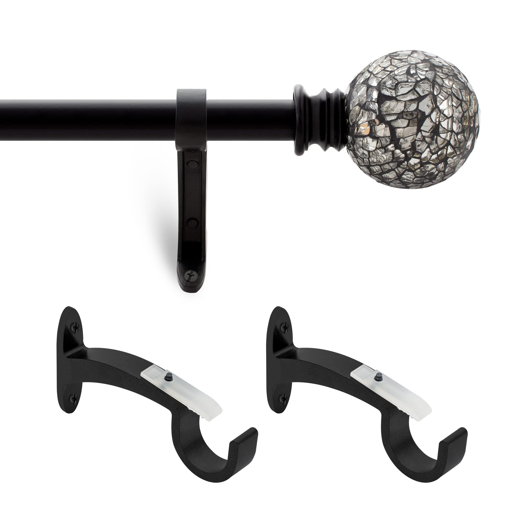 Curtain Pole Brackets Curtain Rods For Windows 66 To 120, Black 120 Inch Curtain  Rod With Cage Finials, Adjustable Decorative Curtain Rods For Outdoor  Patio, Sliding Glass Door, 10 Ft Curtain Rod,, image size:2000x2000