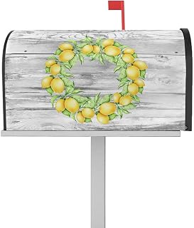 Mailbox Cover Magnetic Lemon Fruit Harvest Mailbox Covers Standard Size 21x18in,Mailbox Covers Wrap Post Letter Box Cover for Garden Yard Outdoor Decor Farm Vintage Wood Grain