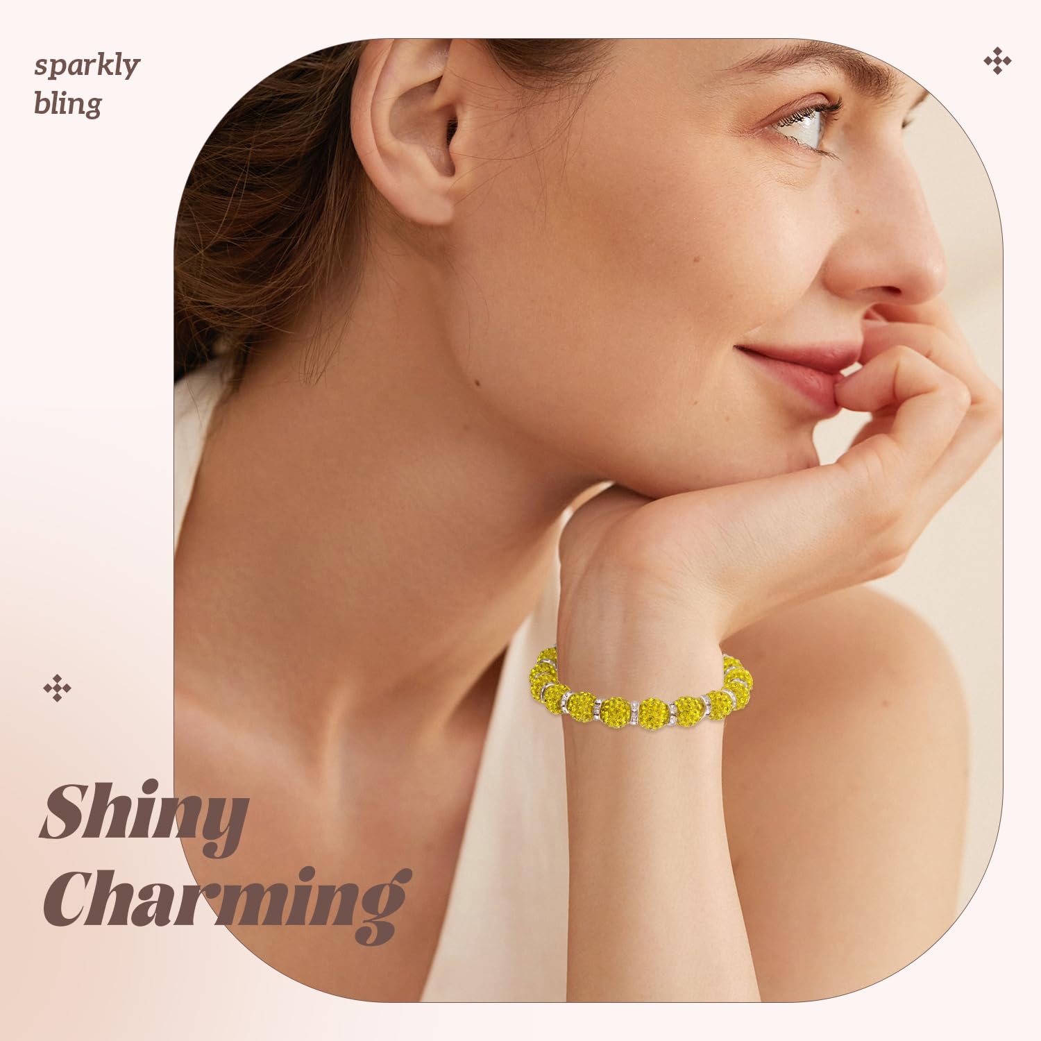200 Perline Strass 10 Mm Lucide Colore Viola Chiaro – Perline In Cristallo E Argilla Per Creare Gioielli, Bracciali Shamballa E Decorazioni Fai Da Te - 3
