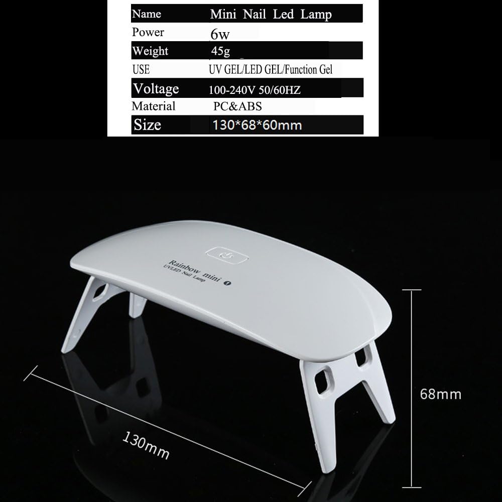 VidaRosa Mini UV LED Gel Nail Polish Curing Lamp, 6W USB Connection, Pain Free Mode, Synchronization 45s / 60s