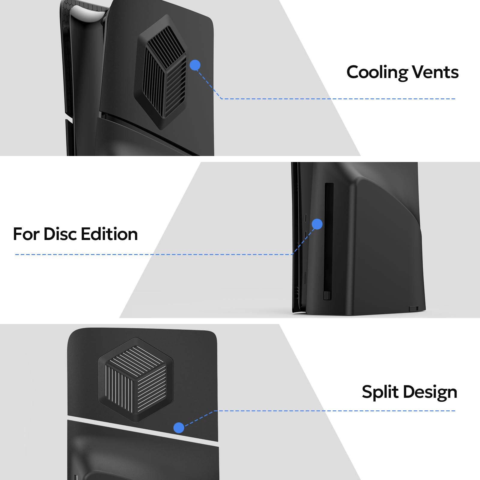 Frontalino Separato per PS-5 Silm Disc Edition, innoAura Cover Separata per PS-5 Silm con Prese di Raffreddamento, Antigraffio Antipolvere Protettiva per PS-5 Silm Piastre Silm per PS-5 Silm Disc